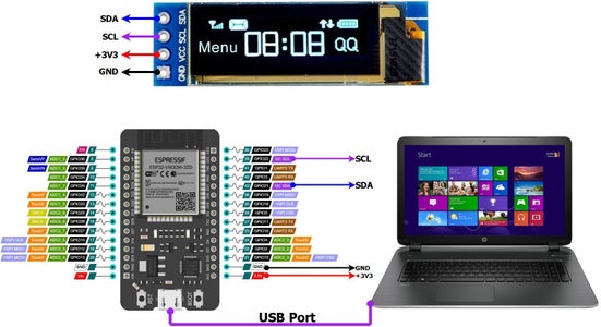 ESP32 – 128x32 OLED – SSD1306 Display Interface : 7 Steps - Instructables