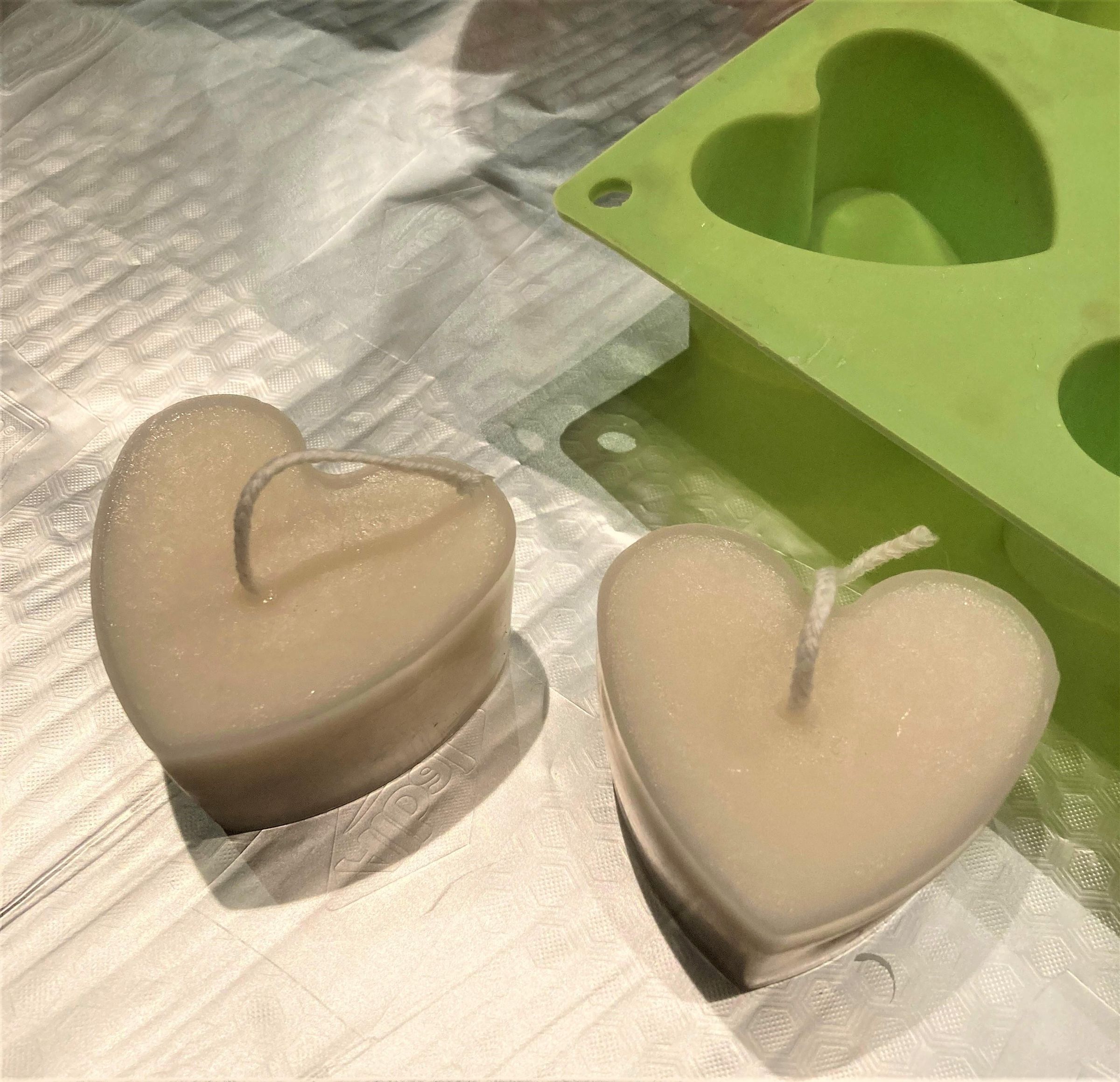 Casting Heart Shaped Candles in a Silicone Baking Mold