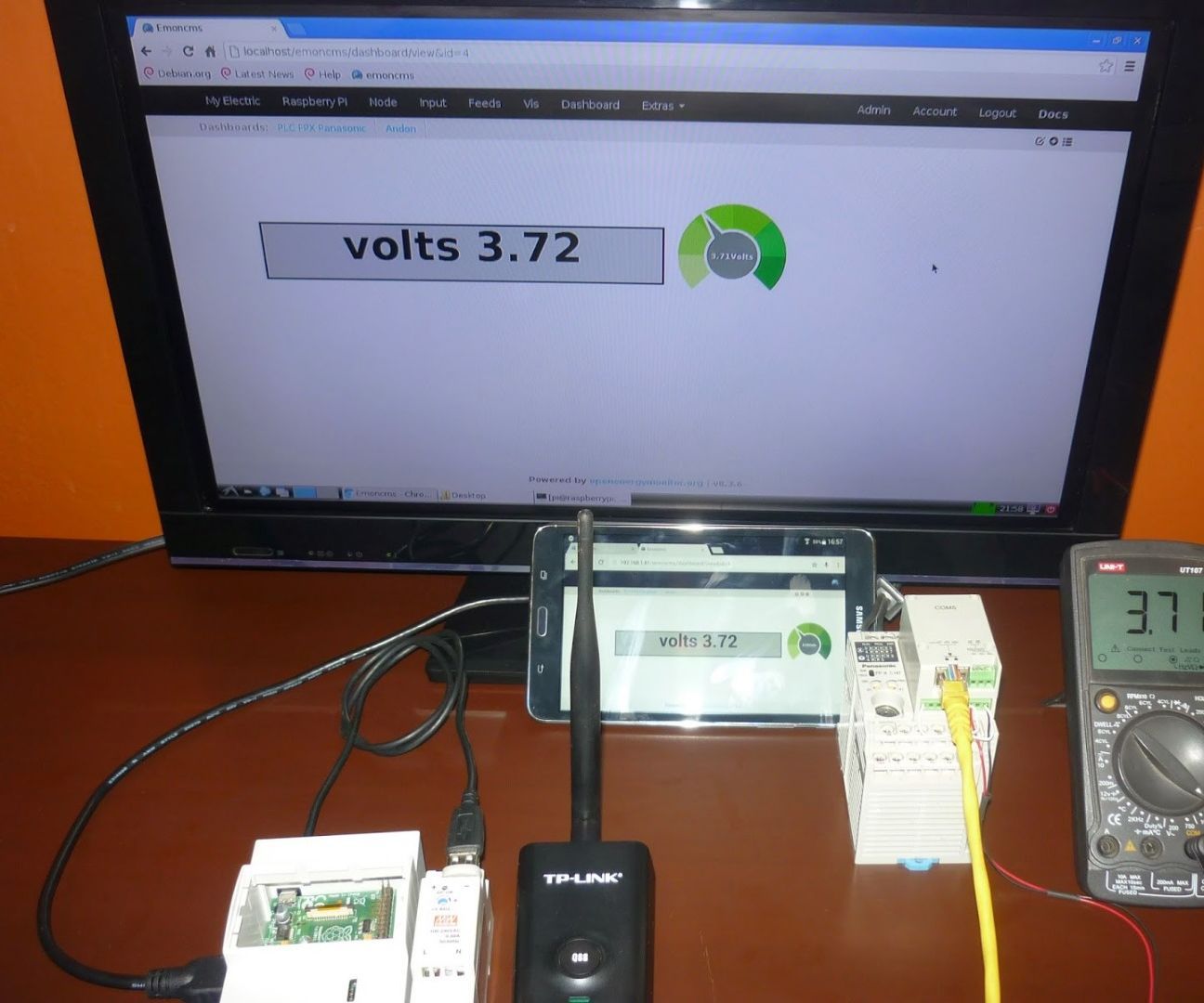 Raspberry Pi + Openenergymonitor + PLC Panasonic With Python Via Ethernet