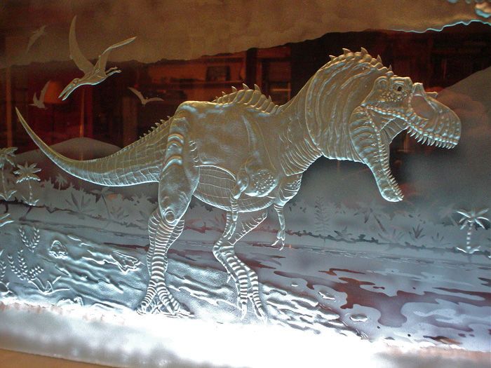 Creating a Ferocious Dinosaur Carving in Glass