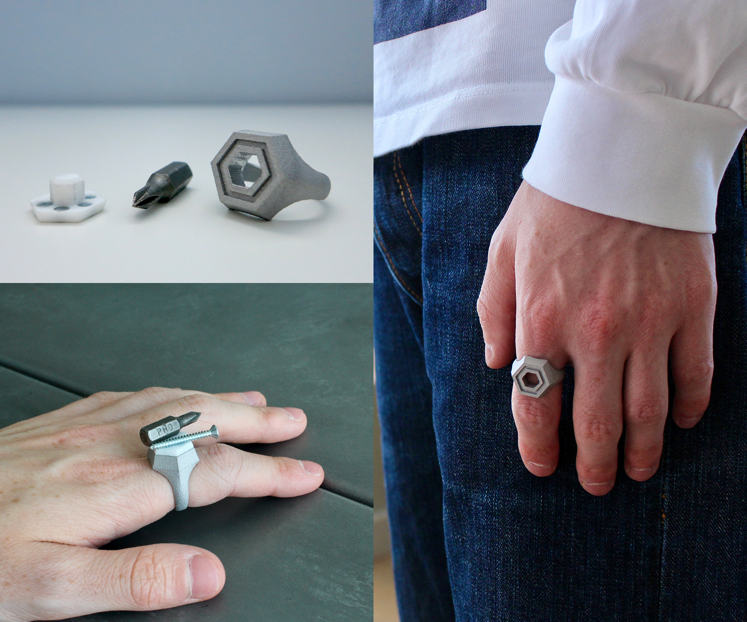 Bit Driver Ring (3D Printed, Wearable Hex Bit Driver)