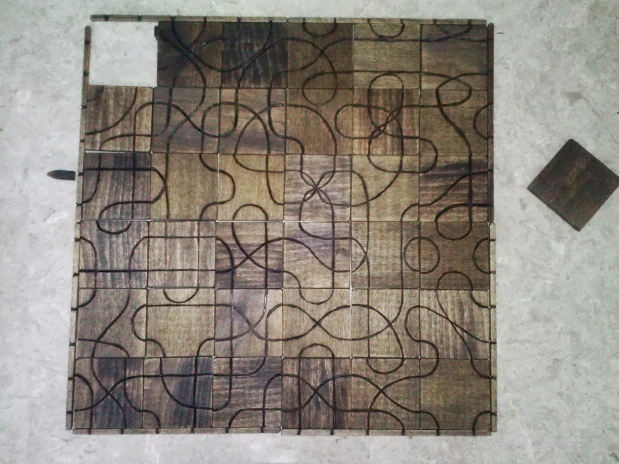 Wood Burnt Tsuro Game With Enclosure