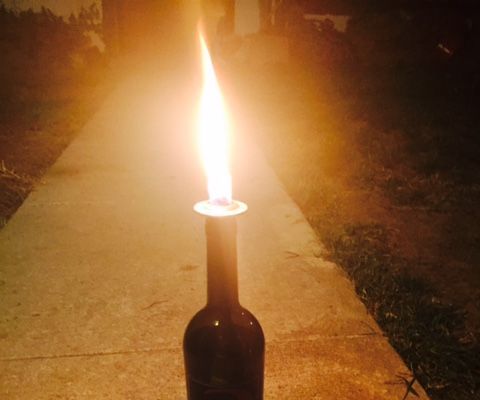 Wine Bottle Tiki Torch