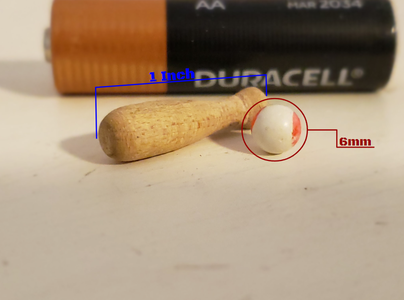 Tiny Baseball Bat and Ball