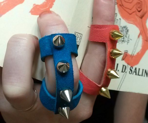 Studded Leather Knuckle Ring