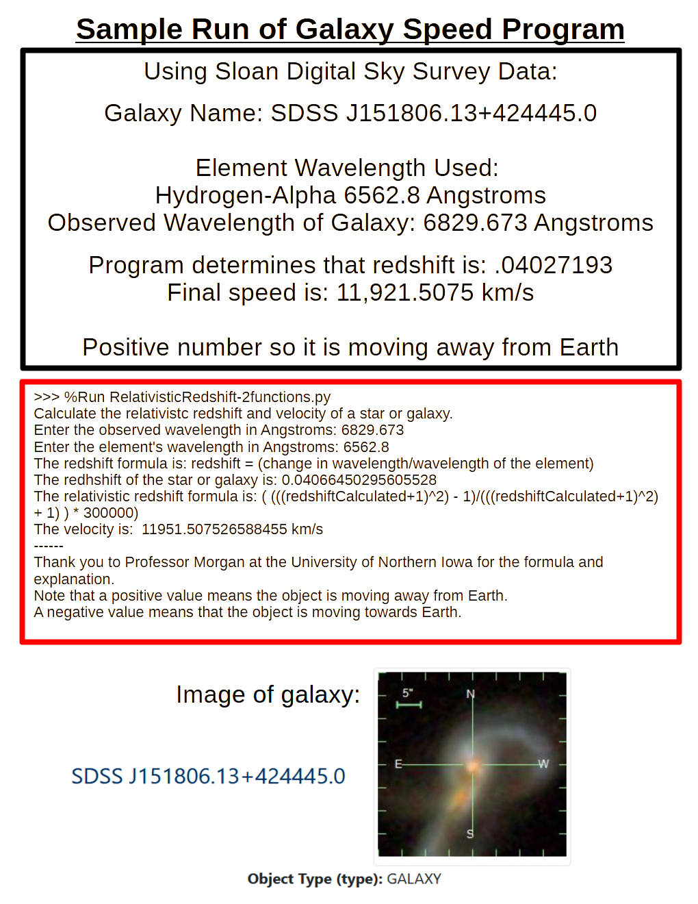 Python - Using Relativistic Redshift/Observed Wavelenght to Calculate ...