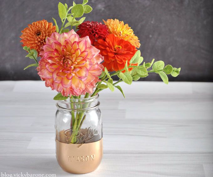DIY Gold Dipped Mason Jars