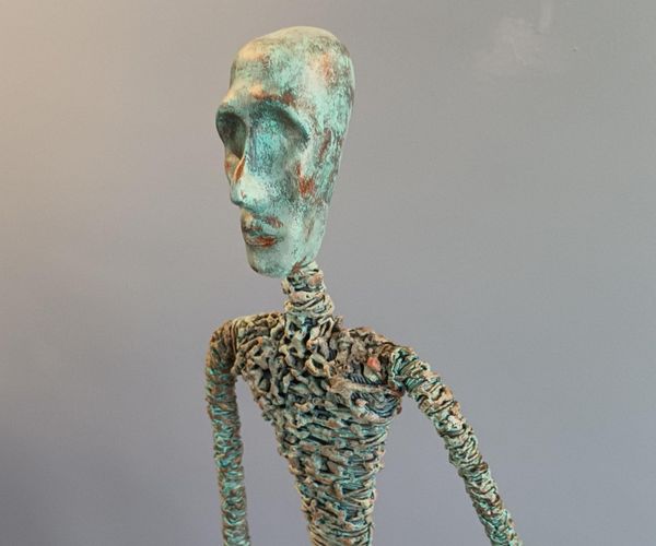 Sculpture in the Style of Alberto Giacometti From Scrap Copper Wire