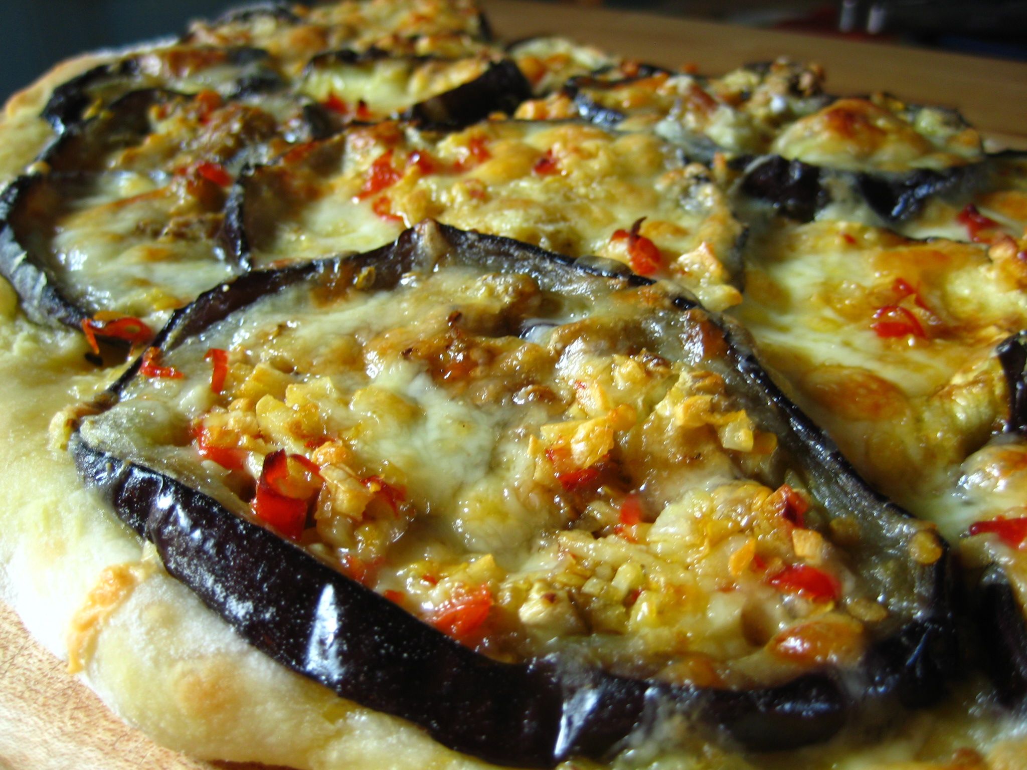 Homemade Spicy Eggplant Pizza