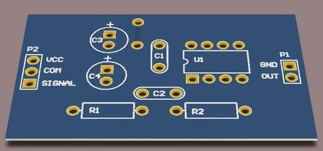 The Printed Circuit Board of the Active Low Pass Filter RC