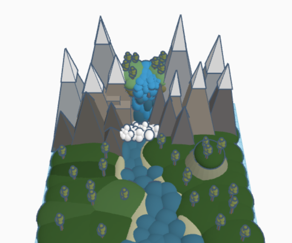 Mountain Waterfall Scenery- TinkerCad