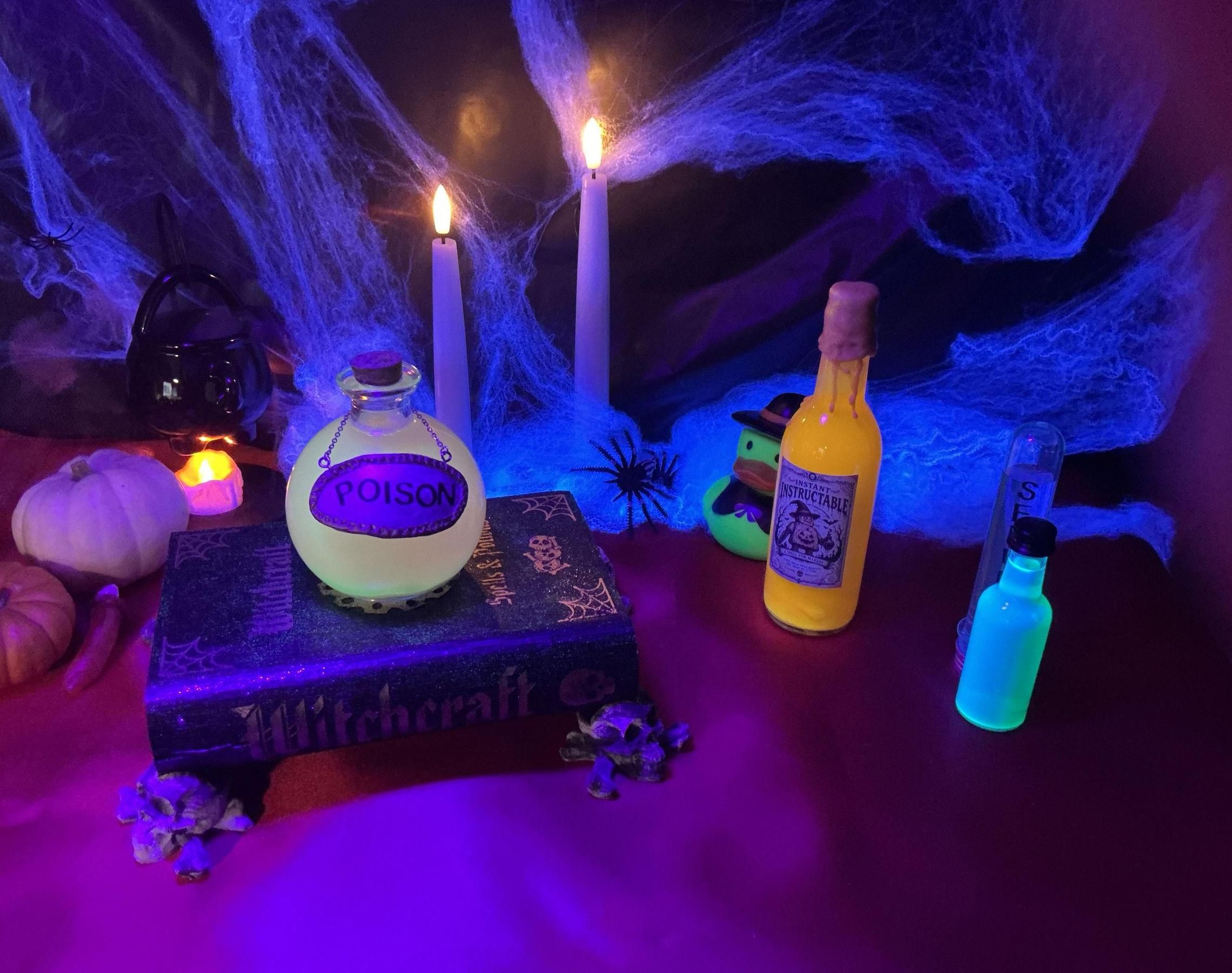 Haunted Spell Book With Magical Swirling Potions