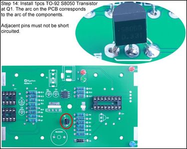 Install 1pcs TO-92 S8050 Transistor at Q1