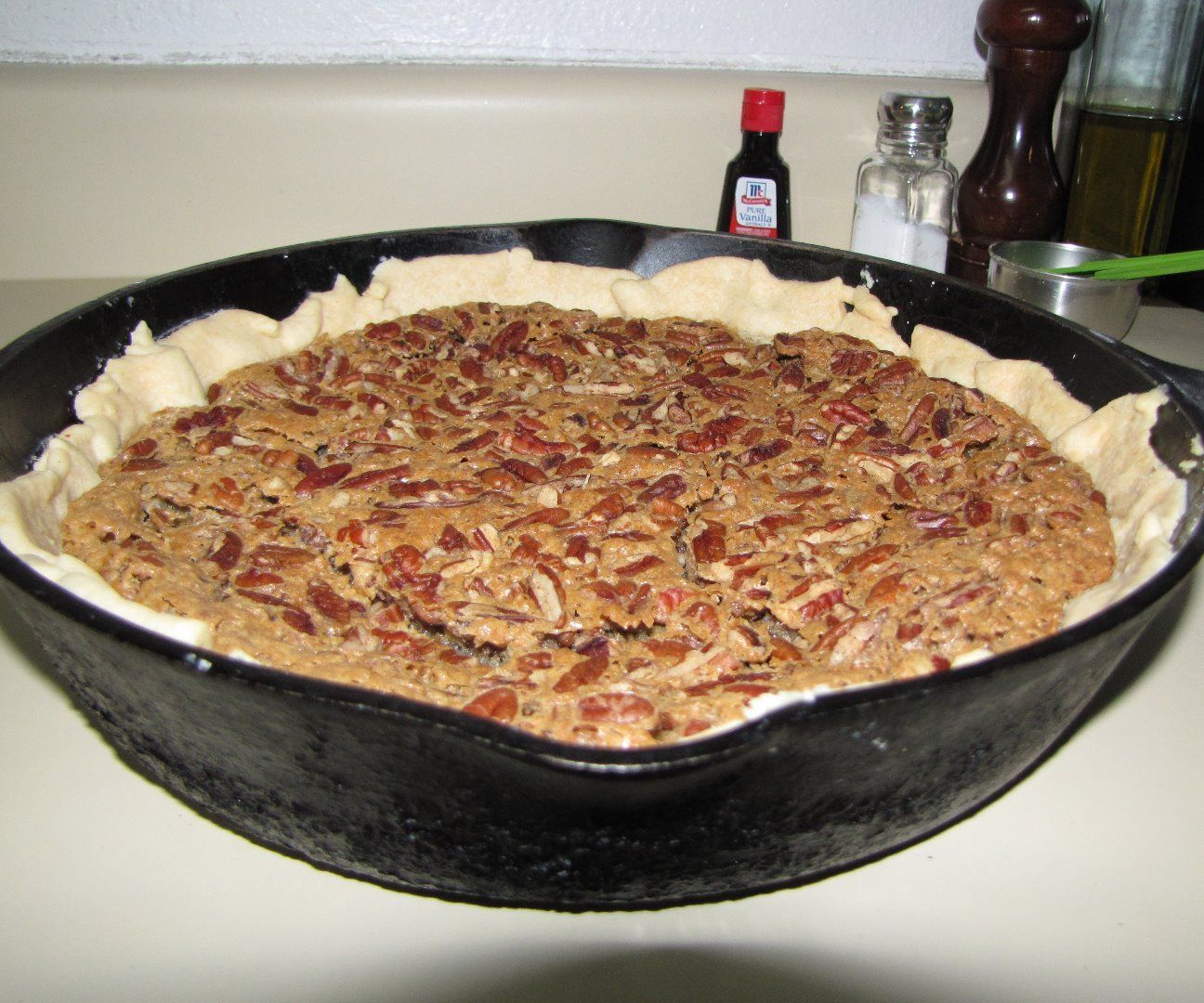 Cast Iron Skillet Baked Pecan Pie