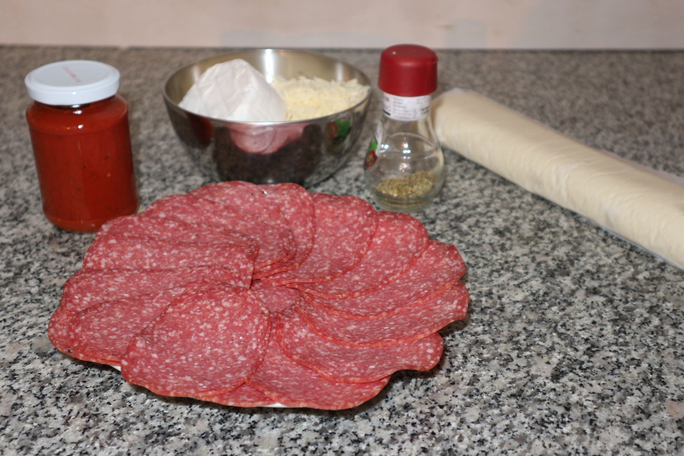 Salami Pizza Rolls With Frensh Soft Cheese & Mozzarella Recipe