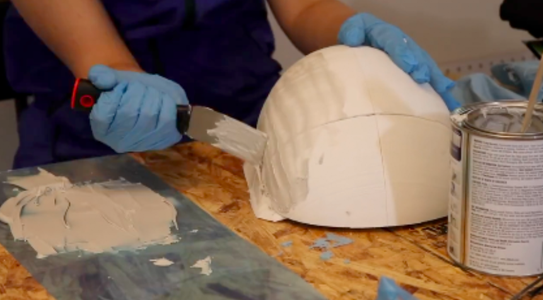 Bondo, Sanding, and Priming (or Making the Helmet Super Smooth)