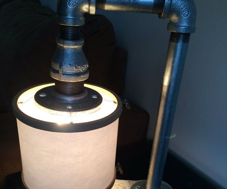 Pipe Table Lamp With Cement Base