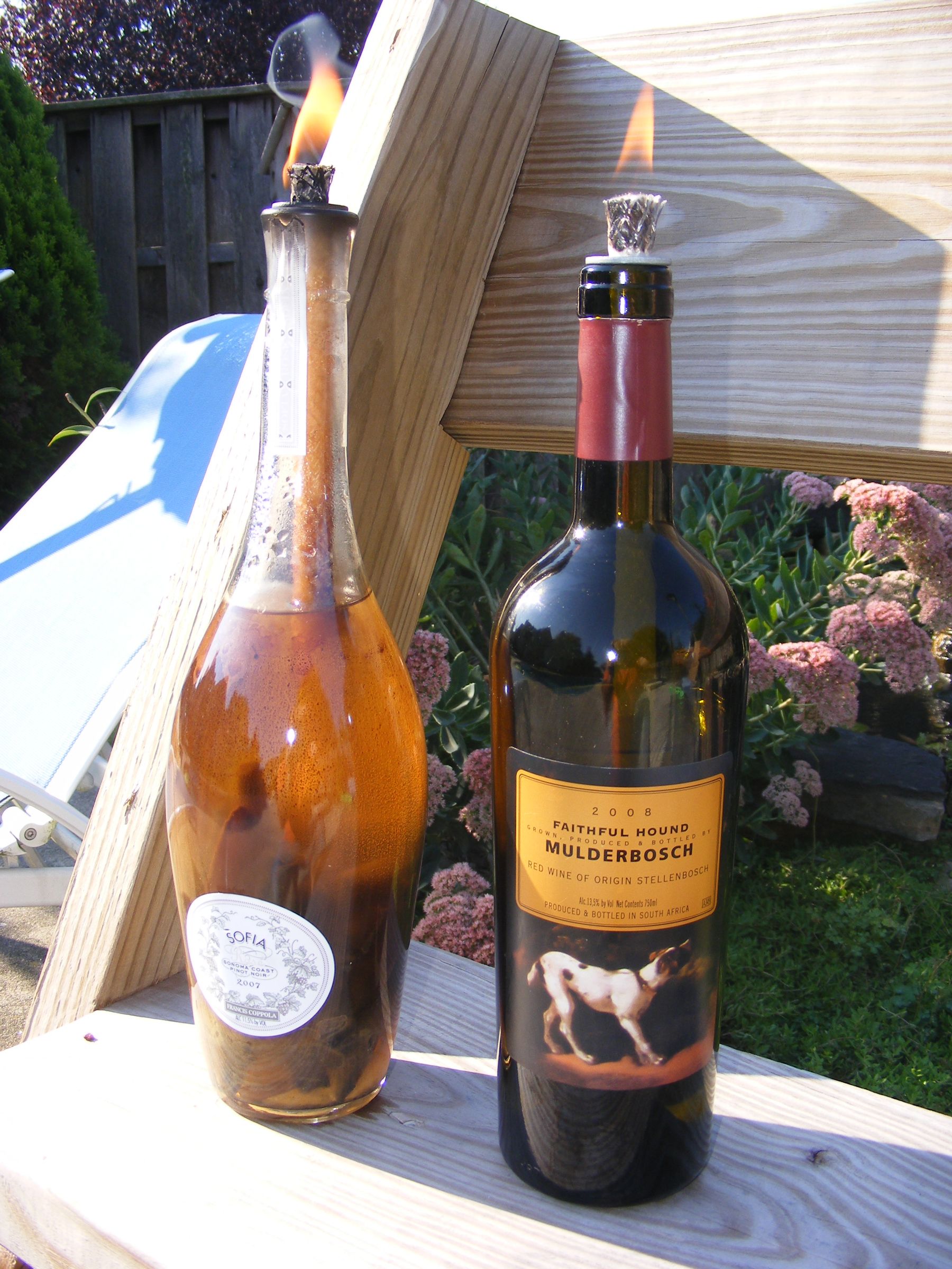 Wine Bottle "Tiki" Torch (Table-top)