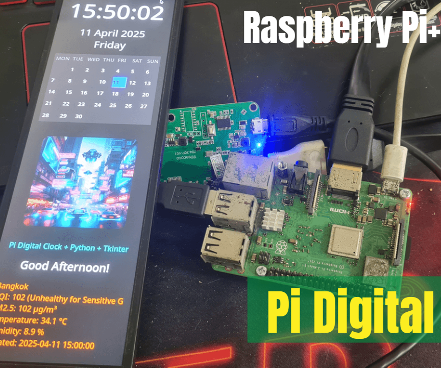 Pi Digital Clock 7.84 Inch (PYTHON)