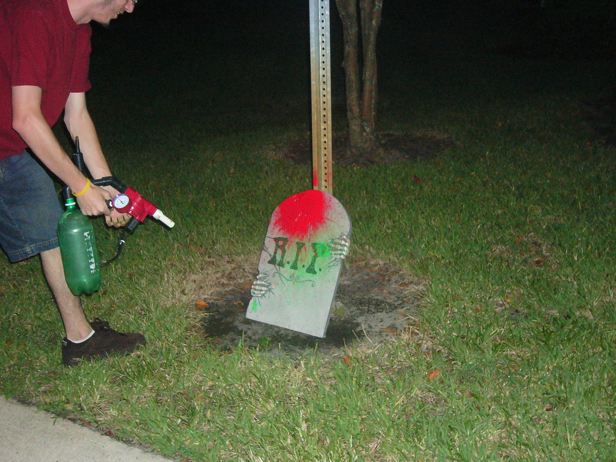 Blood Splatter Effect From Water Bottle Rocket Launcher