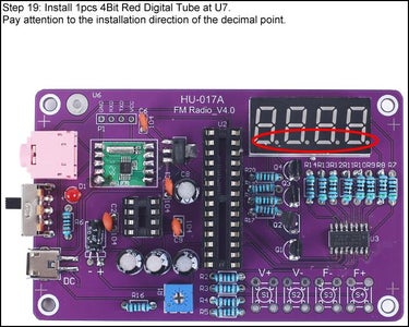 Install 1pcs 4Bit Red Digital Tube at U7
