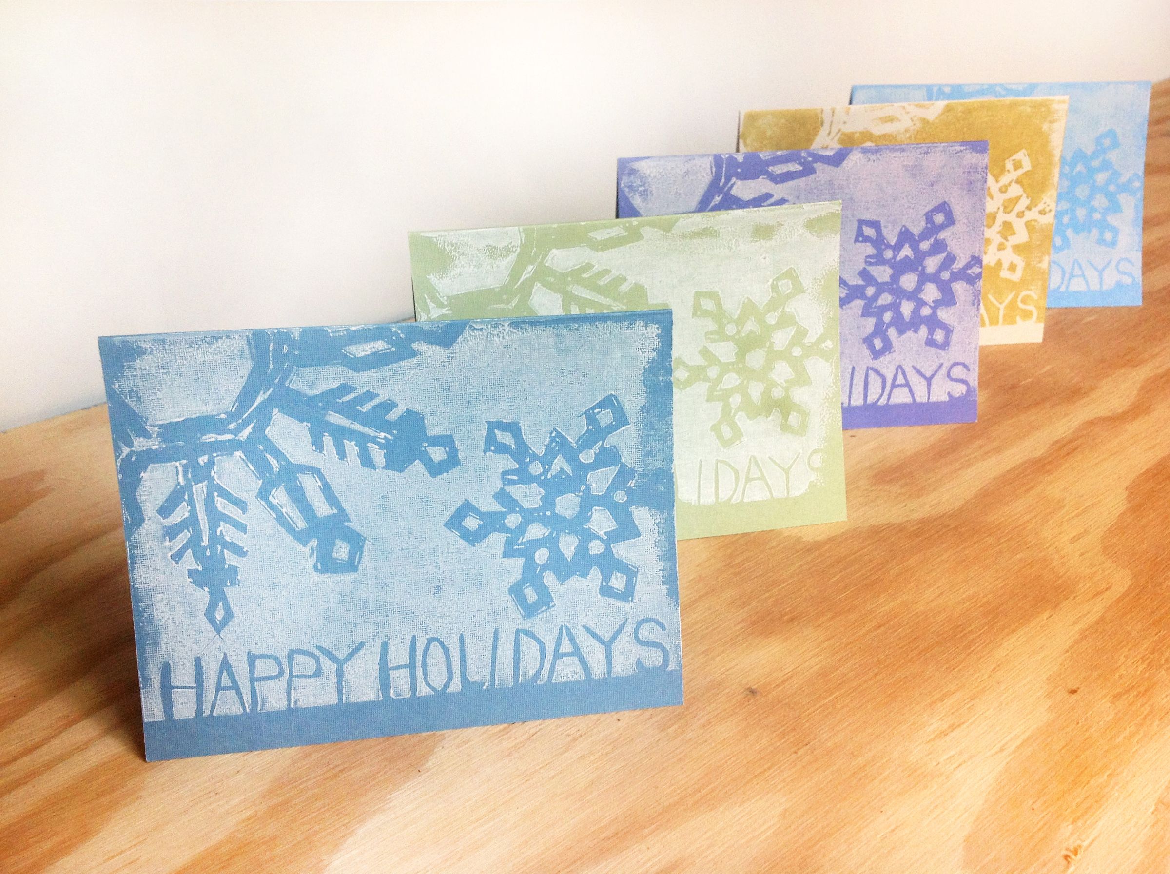 Linoleum Printed Greeting Cards