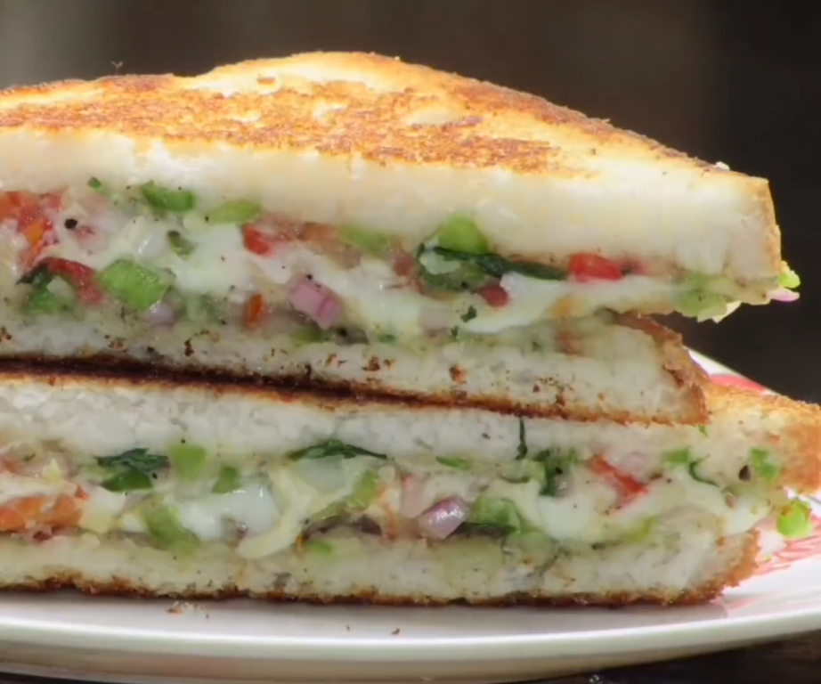 Cheese Vegetable Sandwich Recipe - Indian Style