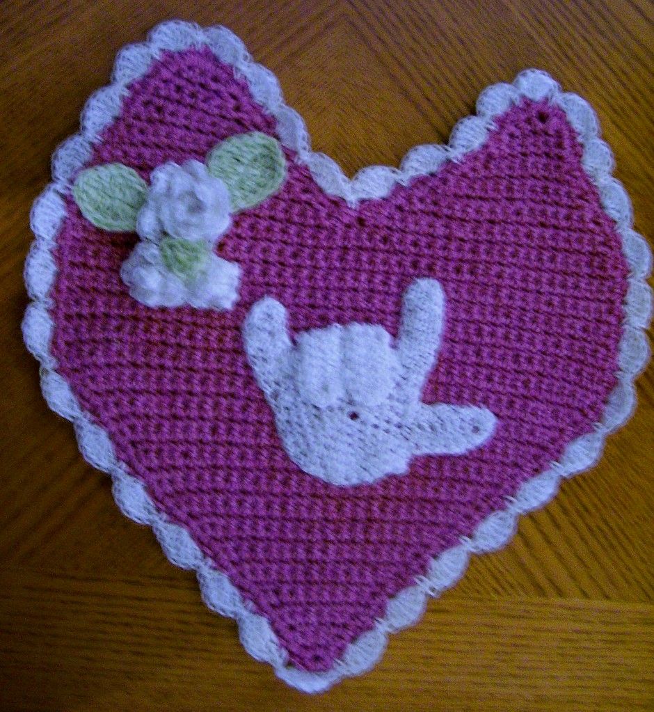 Autism Awareness I Love You Heart Doily