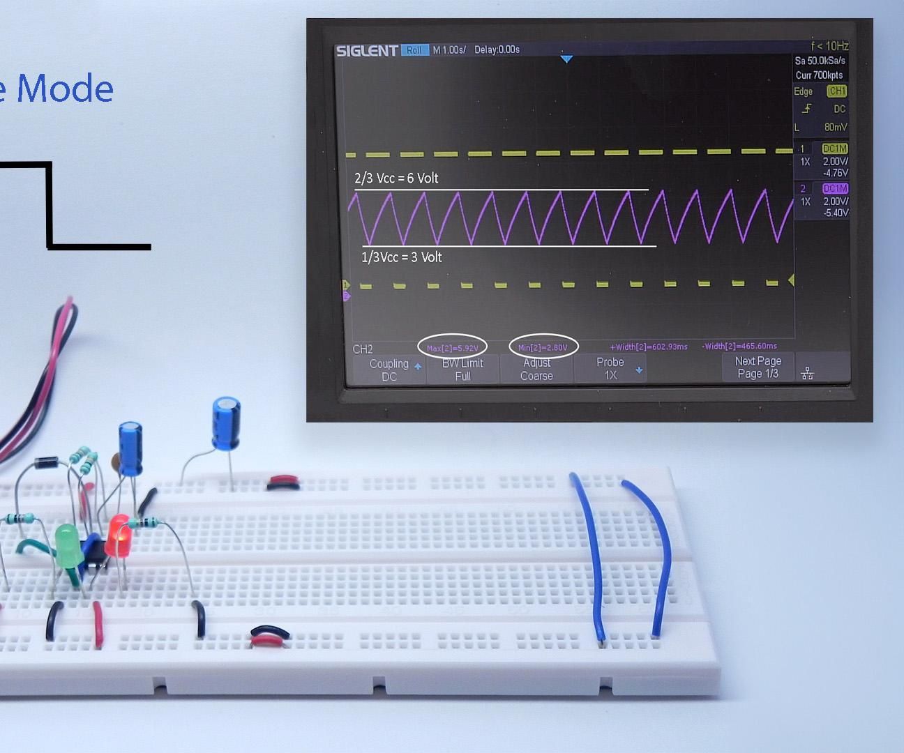 Astable Multivibrator (Oscillator) Using a 555 Timer IC