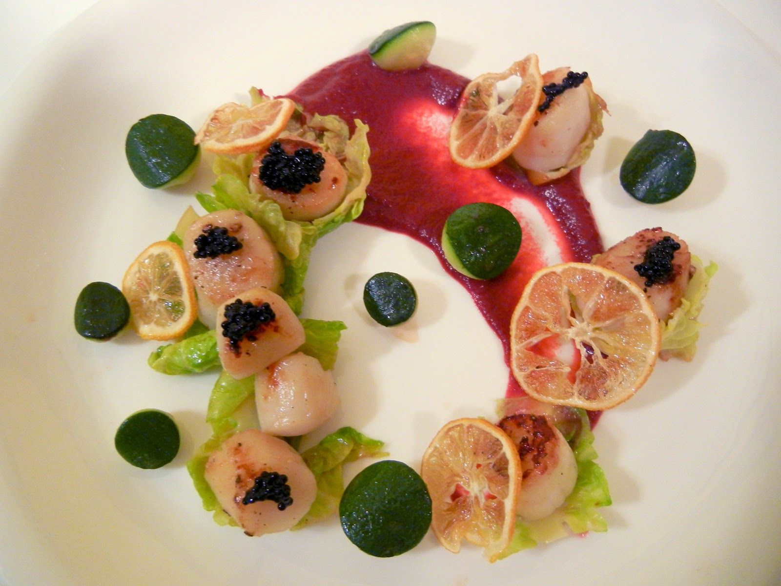 Seared Scallops With Beet PurÃ©e