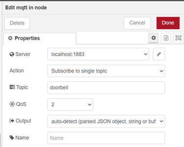 Node-red & MQTT Configuration