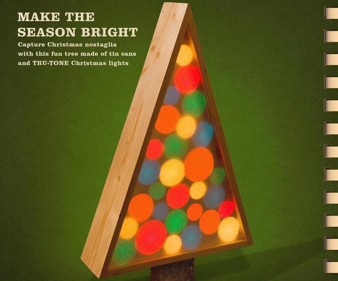 Retro, Illuminated Tin Can Christmas Tree