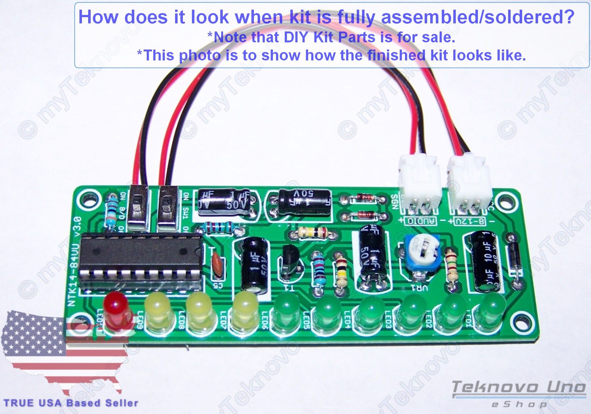 LM3915 DIY KIT Audio Sound LED VU Level Meter V3.0 Custom PCB