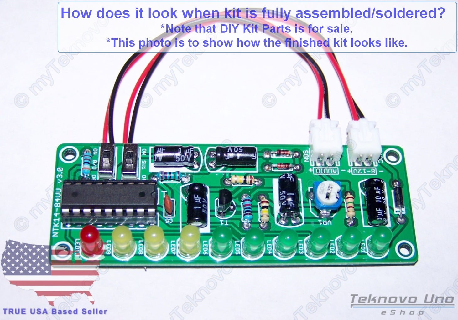 LM3915 DIY KIT Audio Sound LED VU Level Meter V3.0 Custom PCB