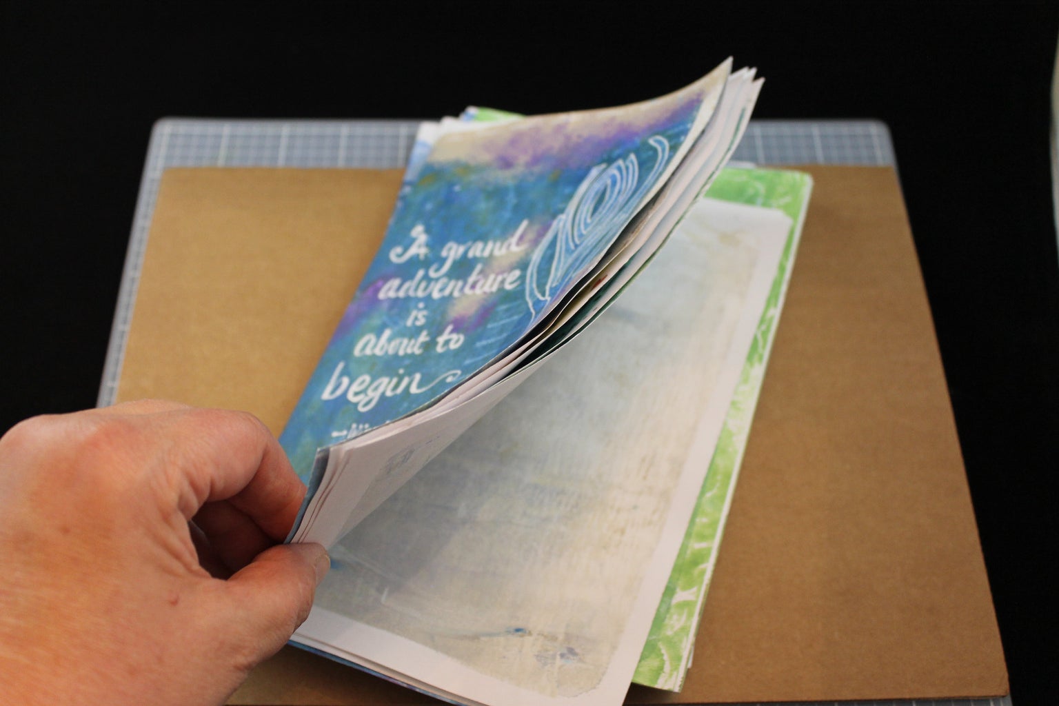 Handmade Memory Book With Mono-Printed Paper