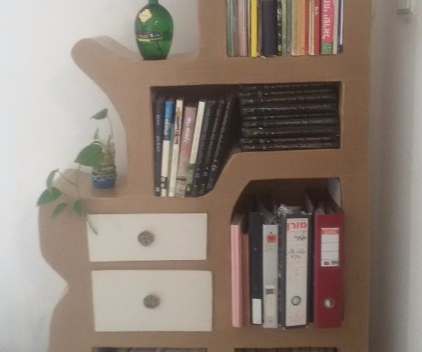 Recycled Cardboard Bookshelf -  Laser Cut and Handwork