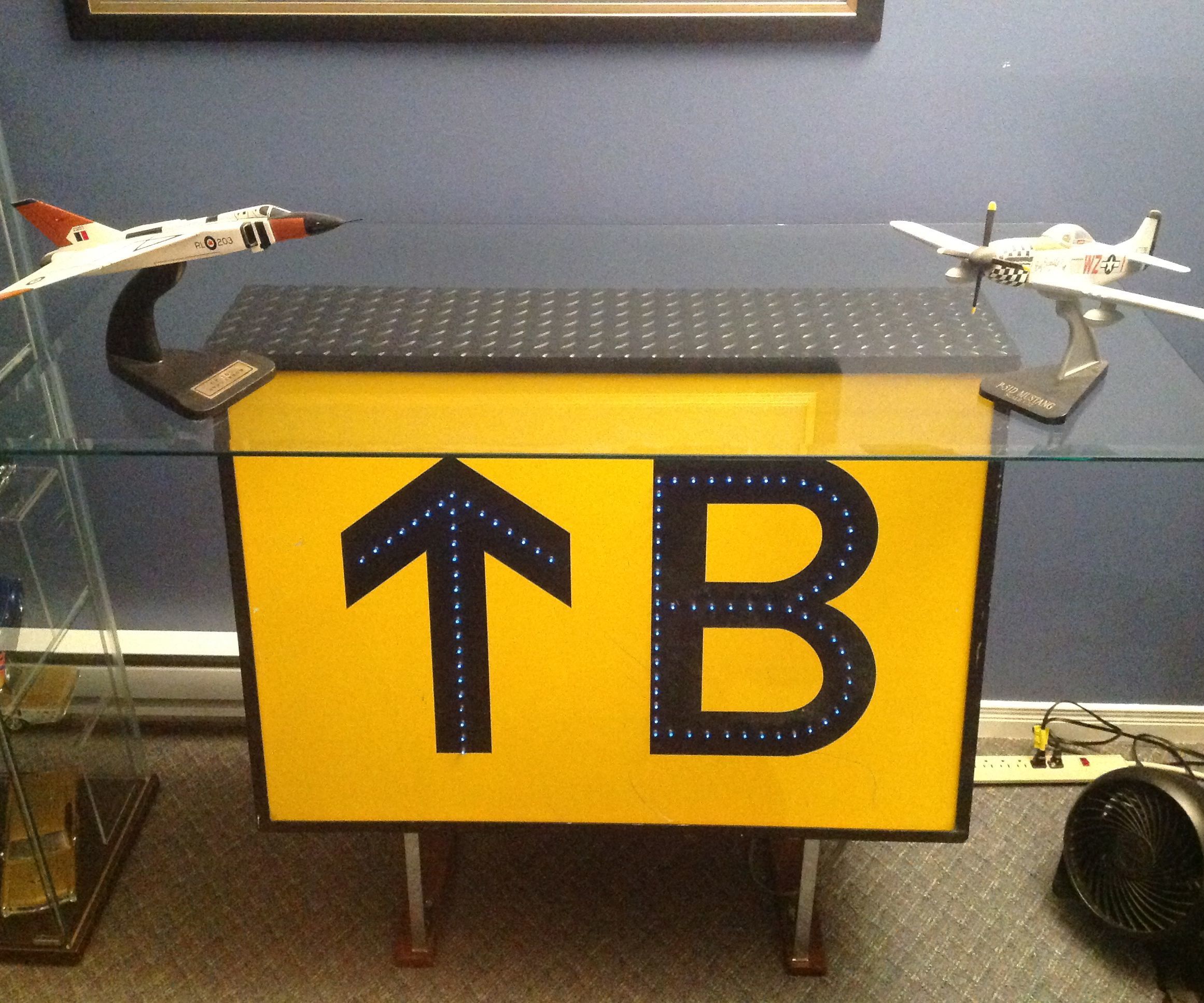 Airport Runway Sign Shelf Upcycle With Fiber Optic/LED Lighting