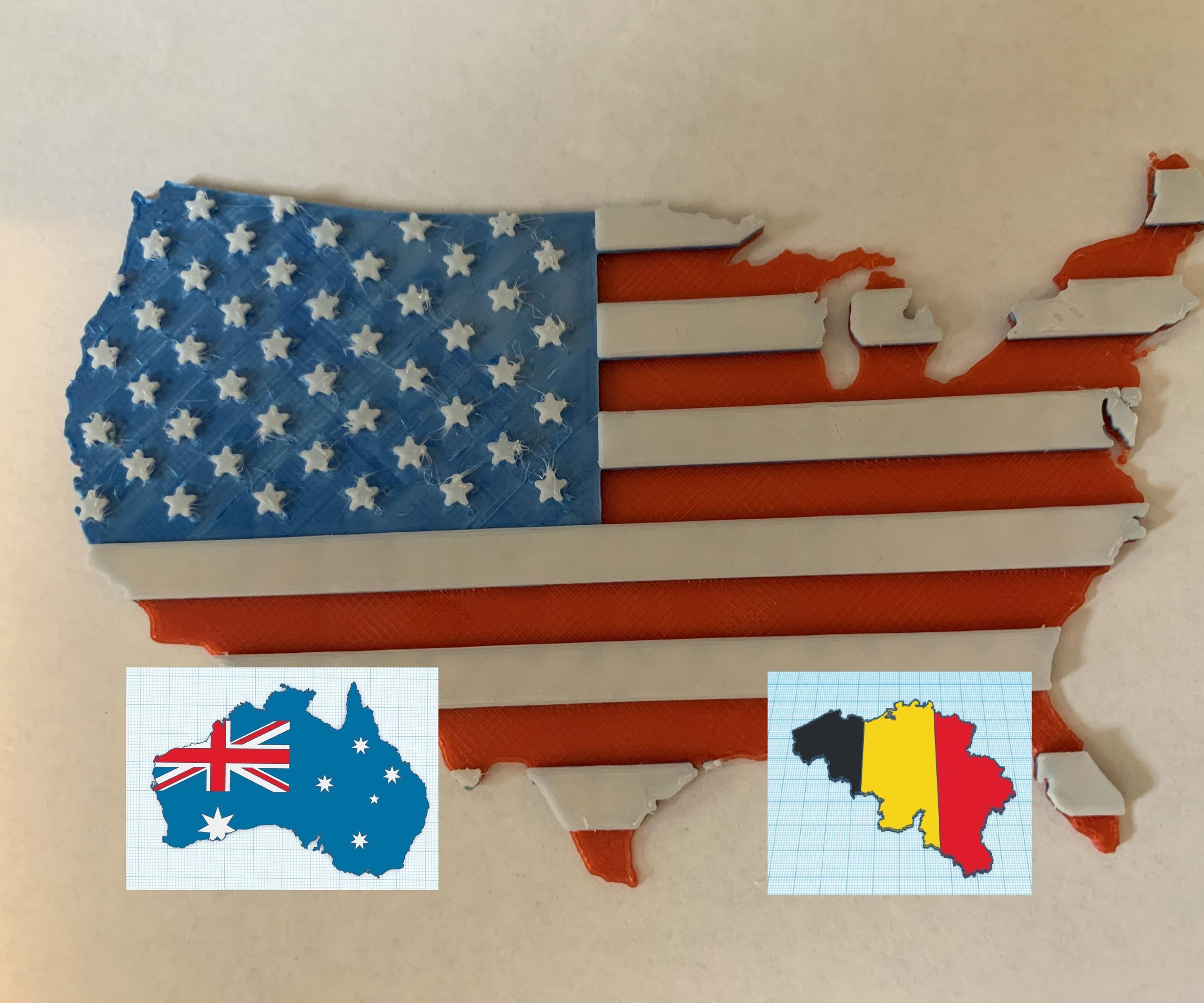 3D Country Map Flag