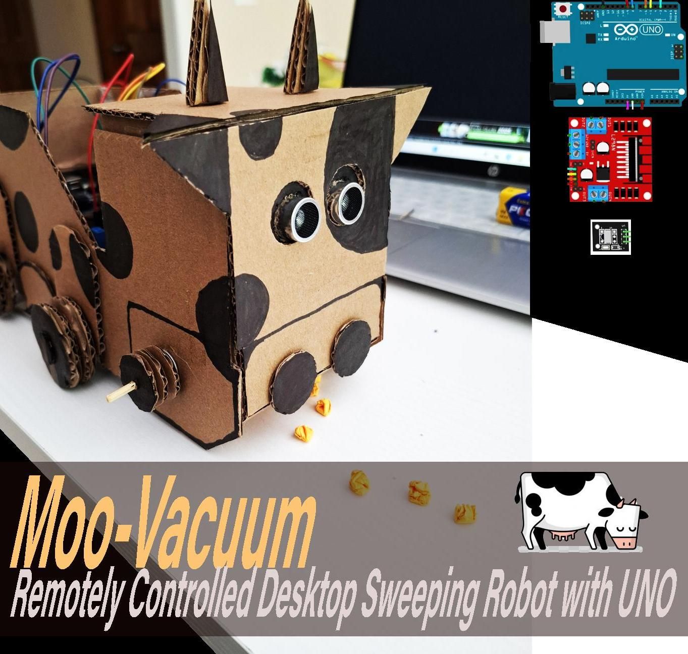 Moo-Vacuum：A Remotely Controlled Desktop Sweeping Robot