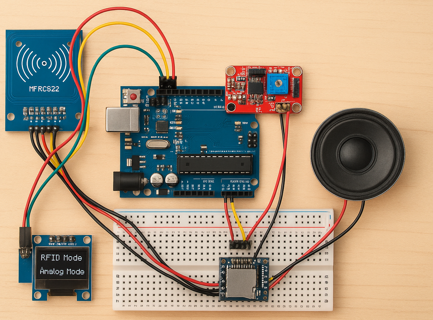 RFID + Voltage Amplifier Triggered MP3 Player