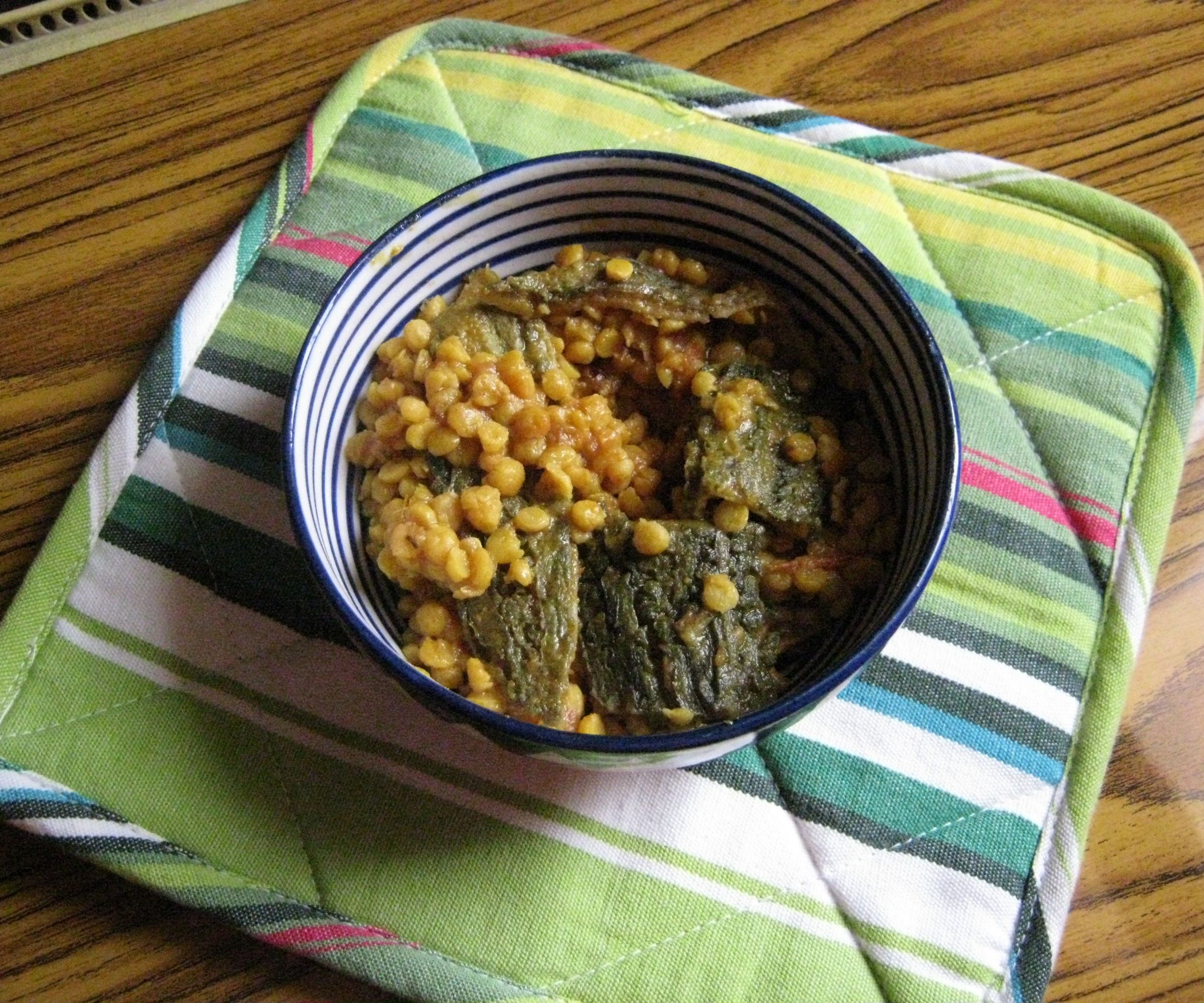 Chanay Ke Daal Karela (split Chickpeas or Garbanzo Beans With Bitter Gourd)