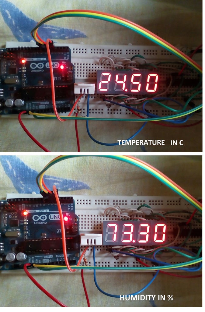 Temperature and Humidity Monitor Using DHT22 & MAX7219 : 4 Steps (with ...