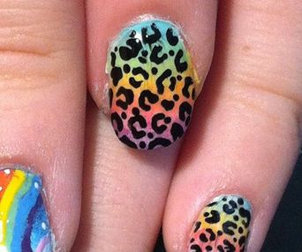 Lisa Frank Inspired Ombre Leopard Print Nail Art