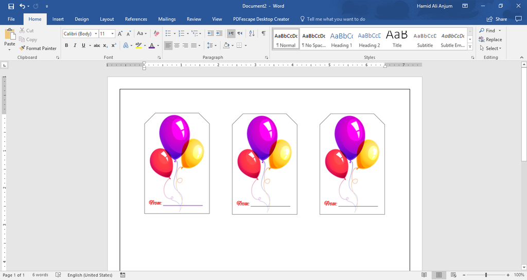 Tag Template For Word