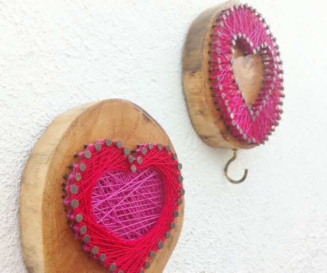 Rustiic String Heart Wall Art and Coat Hook