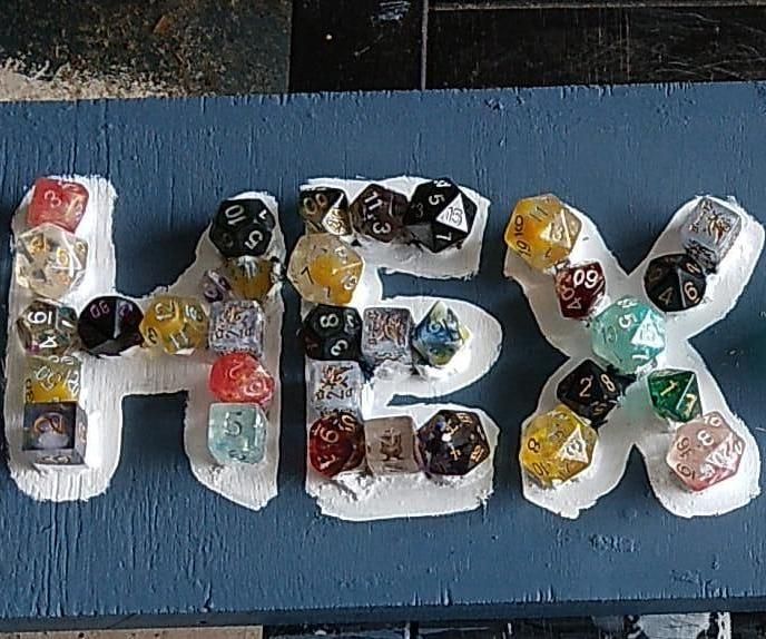 Sign Made With Dungeons and Dragons Dice