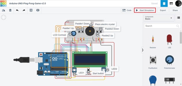 Autodesk Tinkercad Simulation of Arduino UNO Ping Pong Game V2.0: : 5 ...