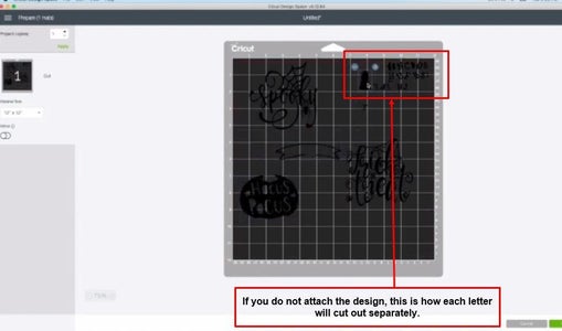 'Attach' All Parts of Each Design