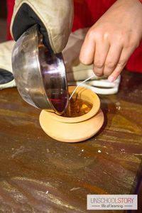 Pouring the Molten Wax