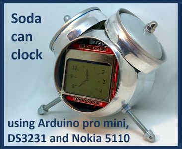 Soda Can Clock Using Arduino Pro Mini, DS3231 and Nokia 5110